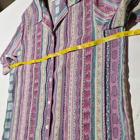 Alluson Dalet Multicolor Striped Full Button-Up Short Sleece Blouse Size 14P - Picture 13 of 16